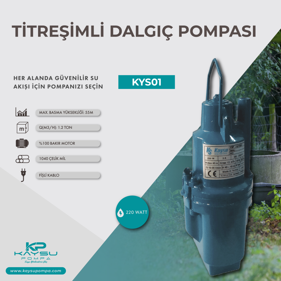 Kaysu Titreşimli Dalgıç Pompası - KYS01 - 220 Watt