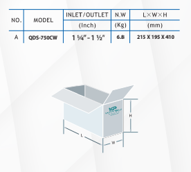 Paslanmaz Gövdeli Dalgıç - QDS-750CW - 0.75 kW - 1 HP