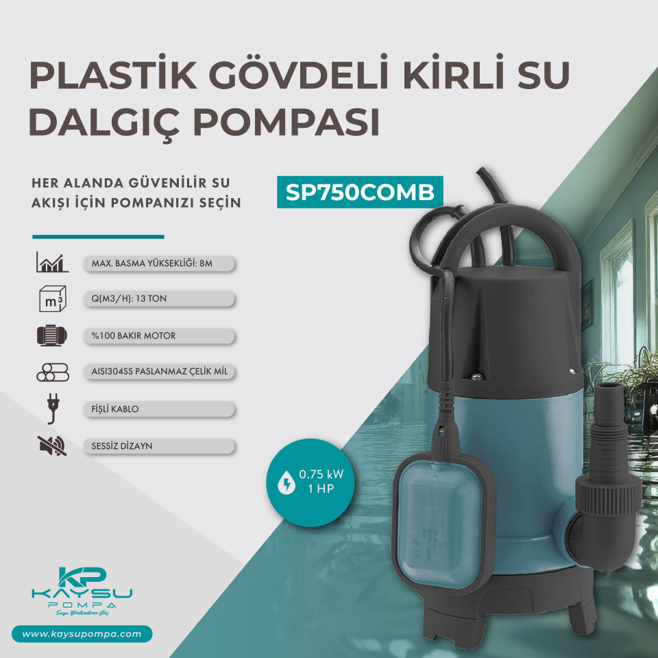Kaysu Temiz Su Kirli Su Dalgıç Pompa SP750COMB- 0.75 kW - 1 HP