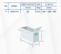 Kaysu Döküm Gövde Kirli Su Pompası WQD370-B - 0.37 kW - 0.50 HP