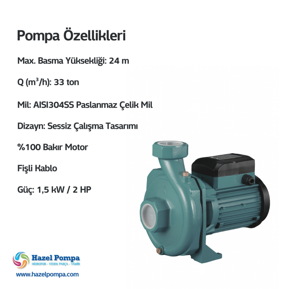 Hazel Tek Kademeli Sulama Pompası H - HCPF-70 - 1.50 kW - 2HP