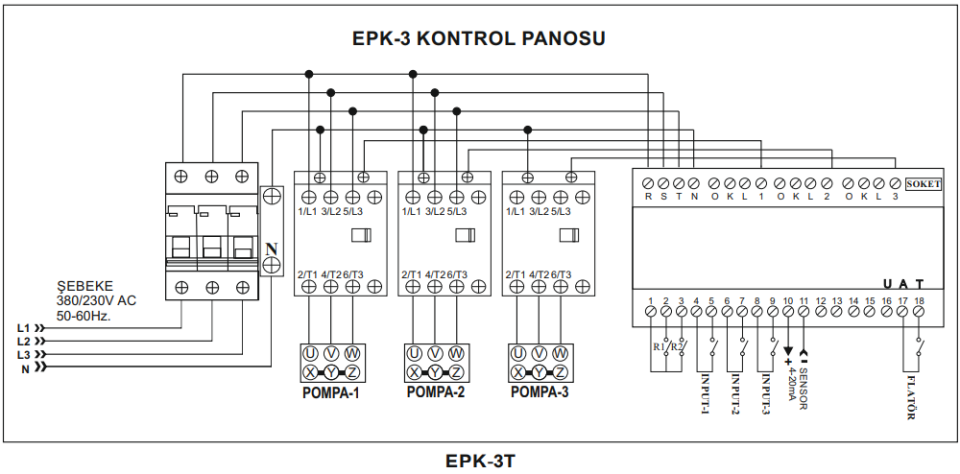 Elopan EPK-3T/7,5KW Kontrol Panosu  400V AC  50-60Hz