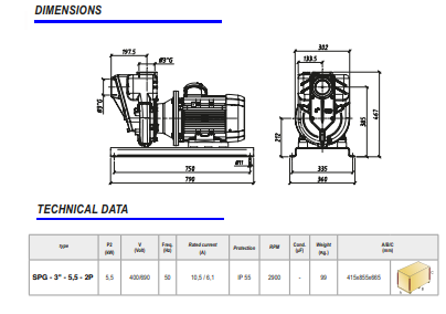 Ebitt SPG 3''-5,5-2P Yüksek Devirli Tek Kademeli Santrifüj Pompa