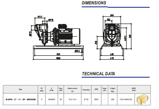 Ebitt B-SPG 3''-11-2P-BRONZE Bronz Gövdeli Yüksek Devirli Tek Kademeli Santrifüj Pompa