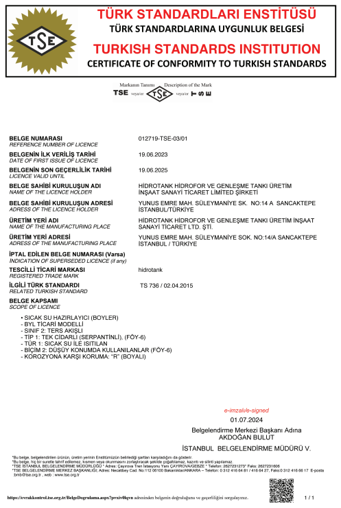 Hidrotank BYL 300 D Çift Serpantinli Hızlı Boyler 300 litre (Epoksi)